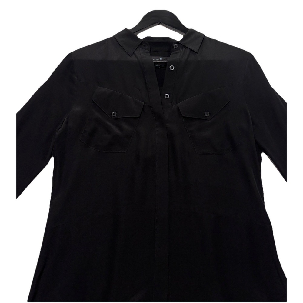 Marciano by Guess Black 100% Silk Blouse Small Utility Pocket Button Down EUC - Picture 8 of 11